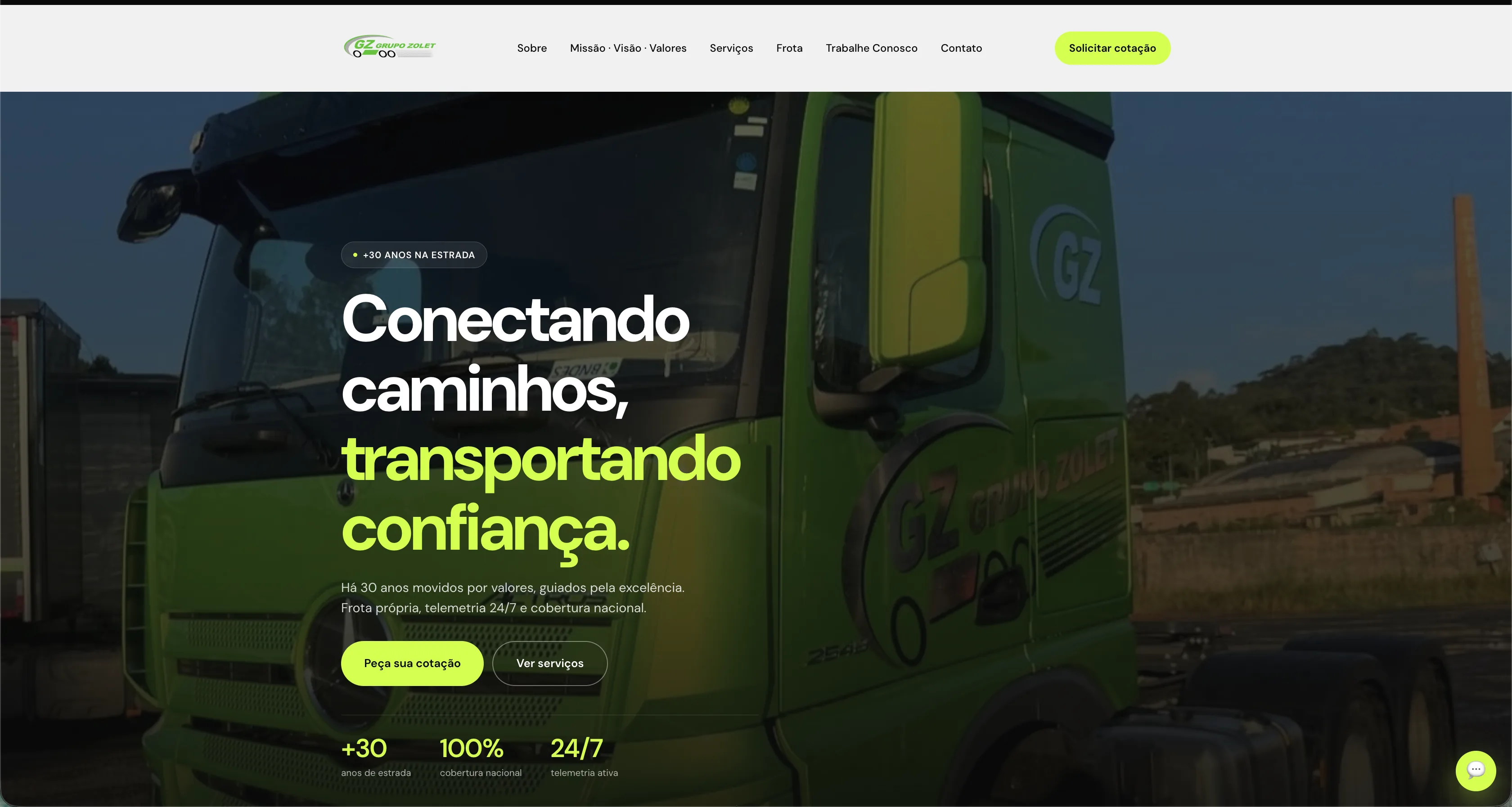 Preview do site Grupo Zolet Transportes