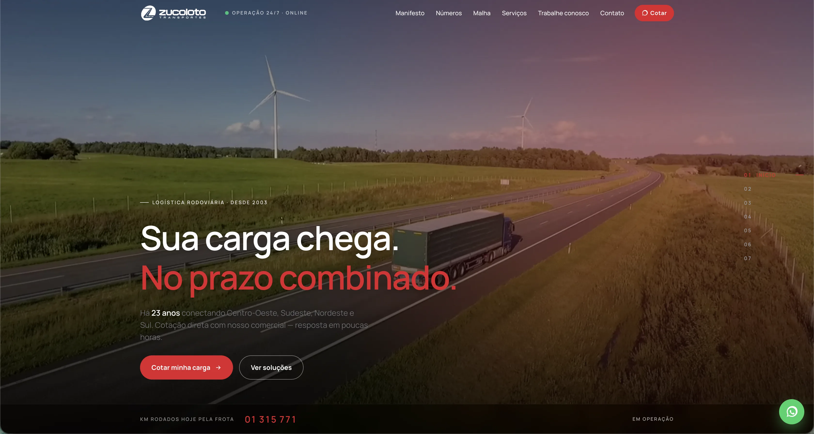 Preview do site Zucoloto Transportes